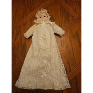 Sankyo Silvestri‎ Porcelain Baby Doll Pull String Music Brahms Lullaby 1980